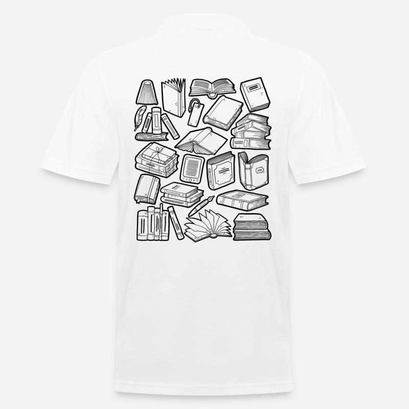 Bücher Doodle - Männer Poloshirt - Weiß