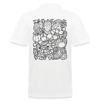 Berries: strawberries, raspberries, blueberries, cherries - Men's Polo Shirt - white - Back - Kai (181cm)