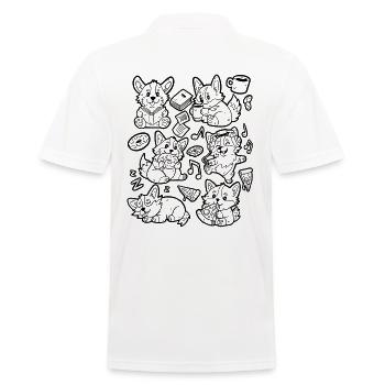 Corgi Doodle: Kaffee, Pizza, Donut, Musik, Buch - Männer Poloshirt - Weiß - Hinten - Kai (181cm)