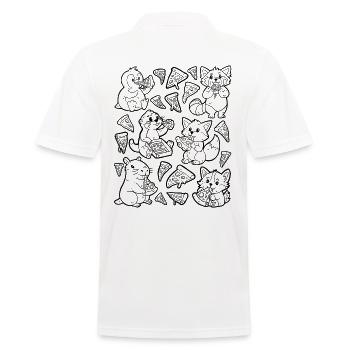 Pizza Doodle: Capybara, Fuchs, Corgi, Otter - Männer Poloshirt - Weiß - Hinten - Kai (181cm)