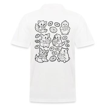 Donut Doodle: Capybara, Fox, Corgi, Otter - Men's Polo Shirt - white - Back - Kai (181cm)