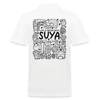 Life is Better with Suya – Afrikanischer Genuss - Männer Poloshirt - Weiß - Hinten - Kai (181cm)