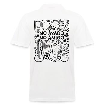 No Asado – No Amigo – Argentinien - Männer Poloshirt - Weiß - Hinten - Kai (181cm)