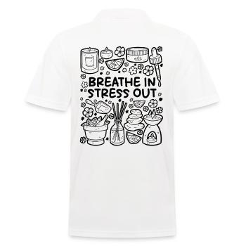 Breath In, Stress Out – Entspannung pur - Männer Poloshirt - Weiß - Hinten - Kai (181cm)