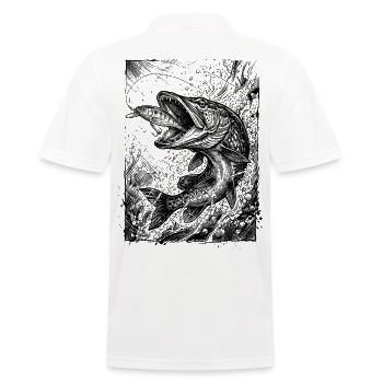 Pike on the Wobbler | Classic Collection - Men's Polo Shirt - white - Back - Kai (181cm)