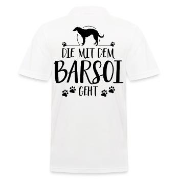 DIE MIT BARSOI GEHT Hunde Hundespruch Wilsigns - Männer Poloshirt - Weiß - Hinten - Kai (181cm)