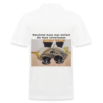 Manchmal muss man einfach die Hose runterlassen - Männer Poloshirt - Weiß - Hinten - Kai (181cm)