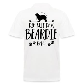 DIE MIT DEM BEARDIE GEHT Wilsigns Hunde Spruch - Männer Poloshirt - Weiß - Hinten - Kai (181cm)