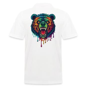 08 Bunter wilder böser Monster Bär Farbtropfen - Männer Poloshirt - Weiß - Hinten - Kai (181cm)