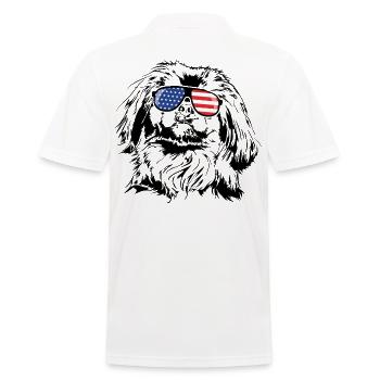 BEIJINGESE America Flag Dogs Wilsigns - Men's Polo Shirt - white - Back - Kai (181cm)