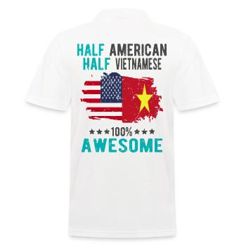 Halb Amerikaner Halb Vietnamese - Männer Poloshirt - Weiß - Hinten - Kai (181cm)