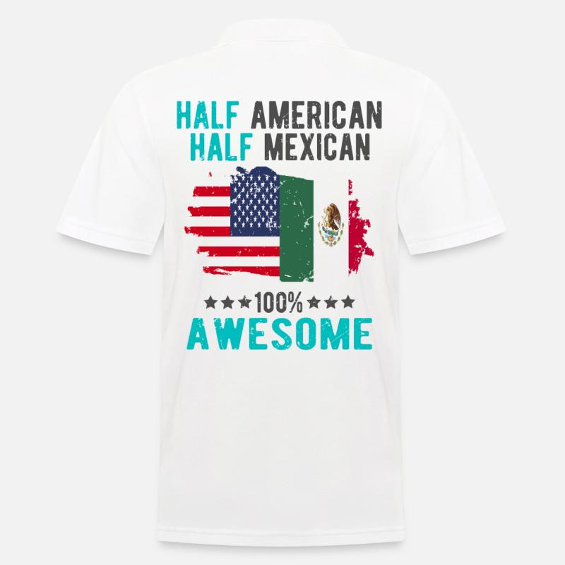 Halb Amerikaner Halb Mexikaner - Männer Poloshirt - Weiß