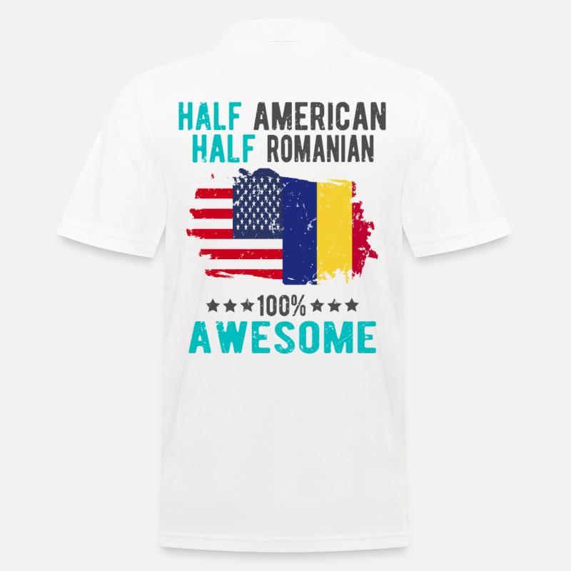 Halb Amerikaner Halb Rumäne - Männer Poloshirt - Weiß