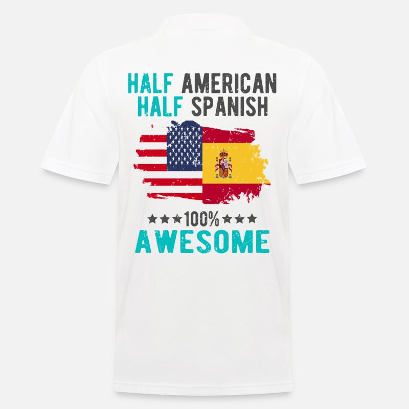 Halb Amerikaner Halb Spanier - Männer Poloshirt - Weiß