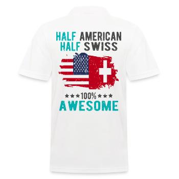Halb Amerikaner Halb Schweizer - Männer Poloshirt - Weiß - Hinten - Kai (181cm)