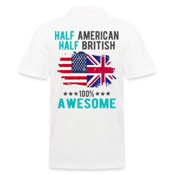 Halb Amerikaner Halb Britisch - Männer Poloshirt - Weiß - Hinten - Kai (181cm)