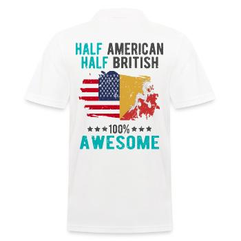 Halb Amerikaner Halb Brite - Männer Poloshirt - Weiß - Hinten - Kai (181cm)