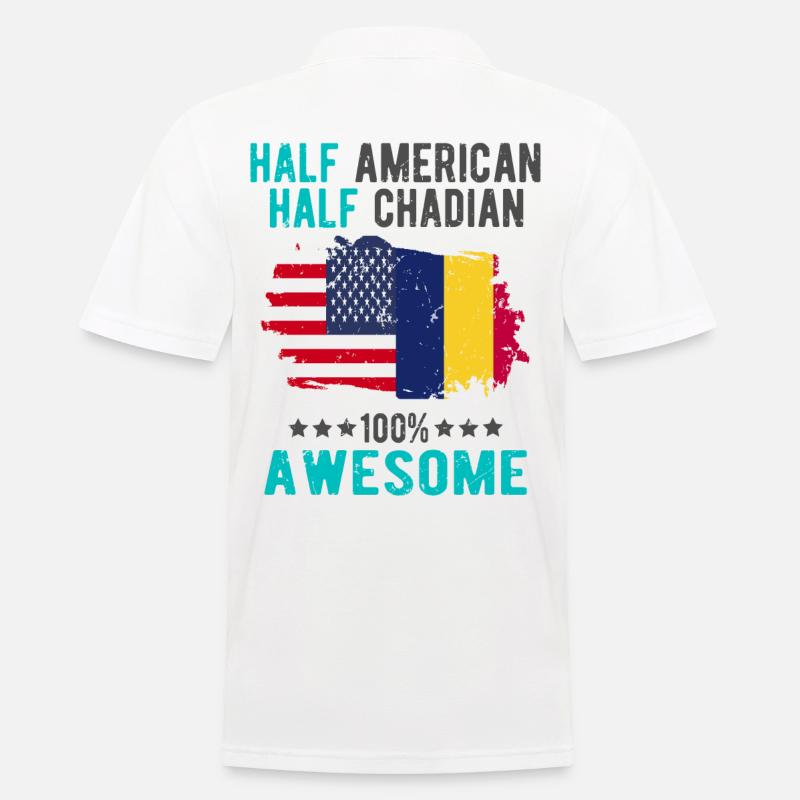 Halb Amerikaner Halb Tschader - Männer Poloshirt - Weiß