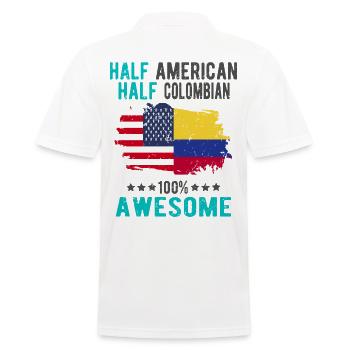 Halb Amerikaner Halb Kolumbianer - Männer Poloshirt - Weiß - Hinten - Kai (181cm)