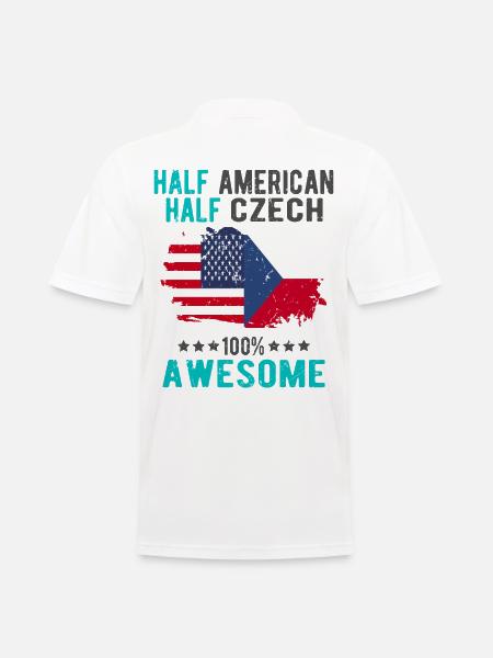 Halb Amerikaner Halb Tscheche - Männer Poloshirt - Weiß
