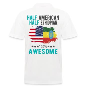 Mi-Américain, mi-Ethiopien - Polo Homme - blanc - Dos - Kai (181cm)