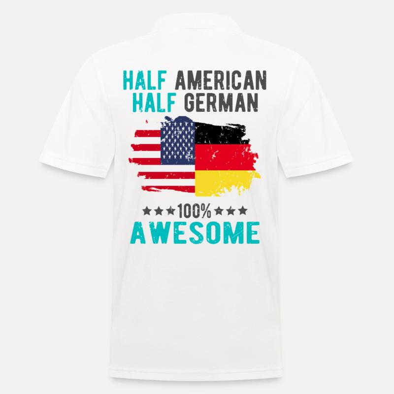Halb Amerikaner Halb Deutscher - Männer Poloshirt - Weiß