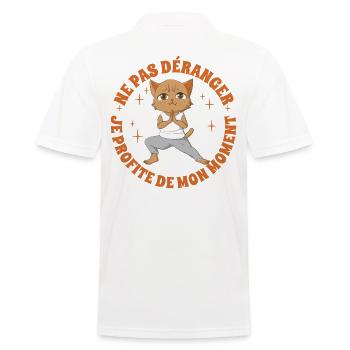 Yoga Anime-Manga Katze Meditation-Achtsamkeit - Männer Poloshirt - Weiß - Hinten - Kai (181cm)