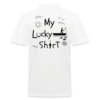 Angler Kayak Fishing Boat Fun Fly Fishing - Men's Polo Shirt - white - Back - Kai (181cm)