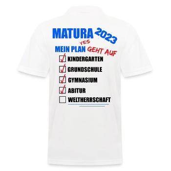 Matura 2023 Abitur bestanden WELTHERRSCHAFT Matura - Männer Poloshirt - Weiß - Hinten - Kai (181cm)