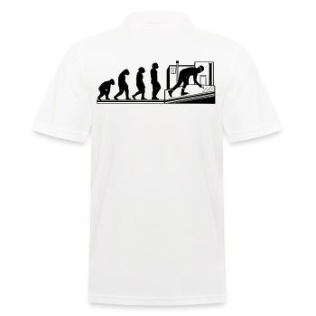 Dachdecker Handwerker Evolution Dachdeckerin - Männer Poloshirt - Weiß - Hinten - Kai (181cm)