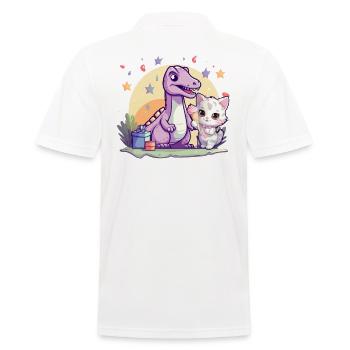 Chaton Chaton Fille Dinosaure Crème glacée - Polo Homme - blanc - Dos - Kai (181cm)