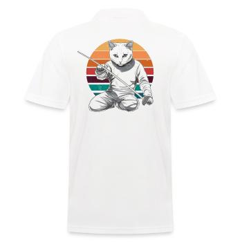 Katzen Fechter gamer Vintage Fechten Sport Katzen - Männer Poloshirt - Weiß - Hinten - Kai (181cm)