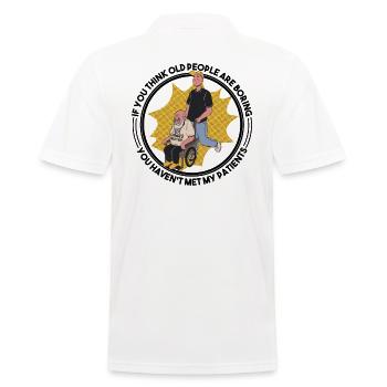 Altenpflegerin Pflegefachmann lustiges Sprüche - Männer Poloshirt - Weiß - Hinten - Kai (181cm)