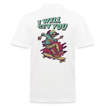 Planche à roulettes Patinage Patinage Drôle Skateboarder - Polo Homme - blanc - Dos - Kai (181cm)