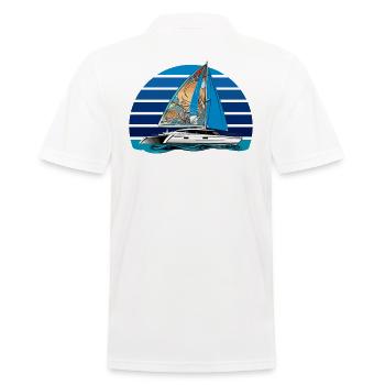 Catamaran-Boot Segelboot Segeln Segler - Männer Poloshirt - Weiß - Hinten - Kai (181cm)