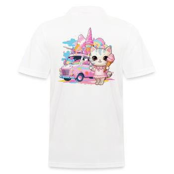 Chat Chaton Fille Crème Glacée Salons Dessert Crème Glacée - Polo Homme - blanc - Dos - Kai (181cm)