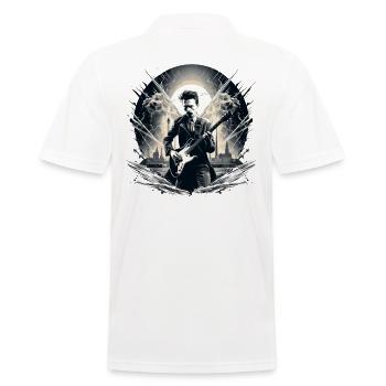 Gitarren E-Gitarren-Saiten E-Gitarre Musiker - Männer Poloshirt - Weiß - Hinten - Kai (181cm)