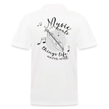 Dulcimer Musician Plucked Instrument Hammered Dulcimer - Men's Polo Shirt - white - Back - Kai (181cm)