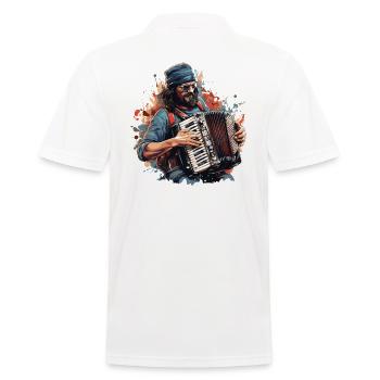 Akkordeon-Musiker Ziehharmonika-Spieler Musik - Männer Poloshirt - Weiß - Hinten - Kai (181cm)