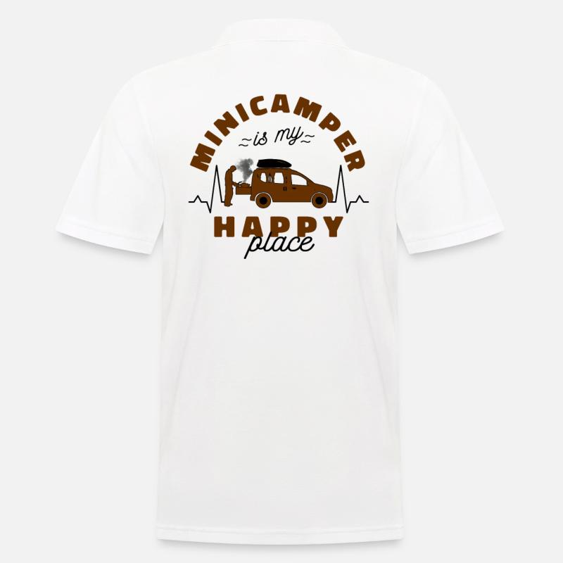 Minicamper Happy Camping-Camper Microcamper - Männer Poloshirt - Weiß