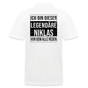 Ich bin dieser legendäre für Niklas - Männer Poloshirt - Weiß - Hinten - Kai (181cm)