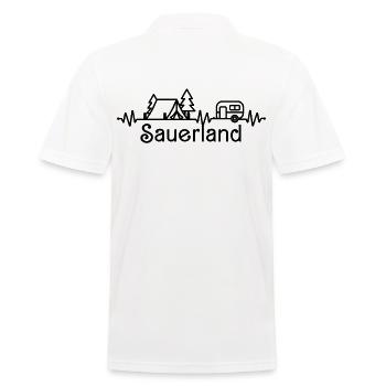 Sauerland Caravan Camping Hiking Heartbeat - Men's Polo Shirt - white - Back - Kai (181cm)