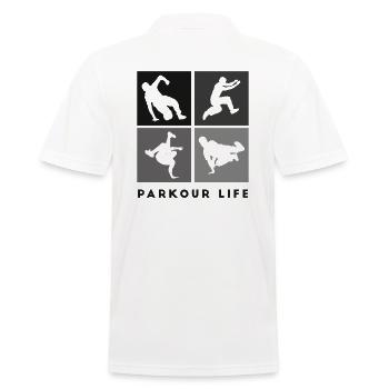 Parkour-Life Freerunning Freerunner - Men's Polo Shirt - white - Back - Kai (181cm)