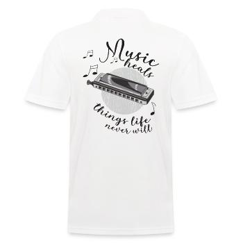 Harmonica Player Musician Harmonica - Men's Polo Shirt - white - Back - Kai (181cm)