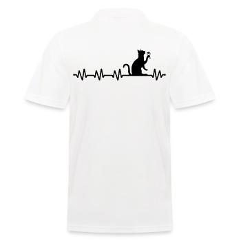 Katzenliebhaber Wein trinkende Katze Herzschlag - Männer Poloshirt - Weiß - Hinten - Kai (181cm)