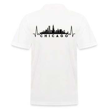 Herzschlag Skyline USA Chicago - Männer Poloshirt - Weiß - Hinten - Kai (181cm)