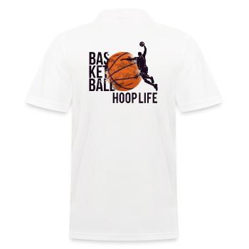 Basketballer Basketball-spieler "HOOP-LIFE" - Männer Poloshirt - Weiß - Hinten - Kai (181cm)