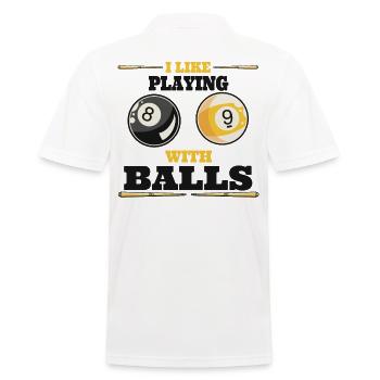 Pool Billard Billardtisch lustige Sprüche Snooker - Männer Poloshirt - Weiß - Hinten - Kai (181cm)