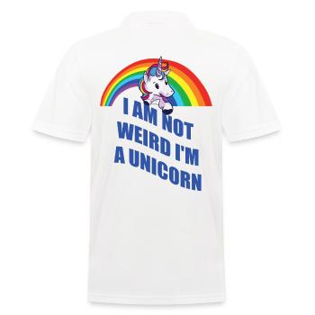 Unicorn Unicorn NOT WEIRD Shirt Gift - Men's Polo Shirt - white - Back - Kai (181cm)