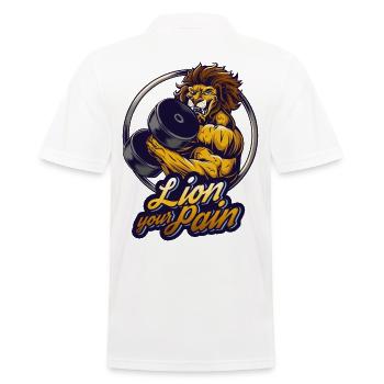 Bodybuilder muscle lion lie your pain saying - Men's Polo Shirt - white - Back - Kai (181cm)